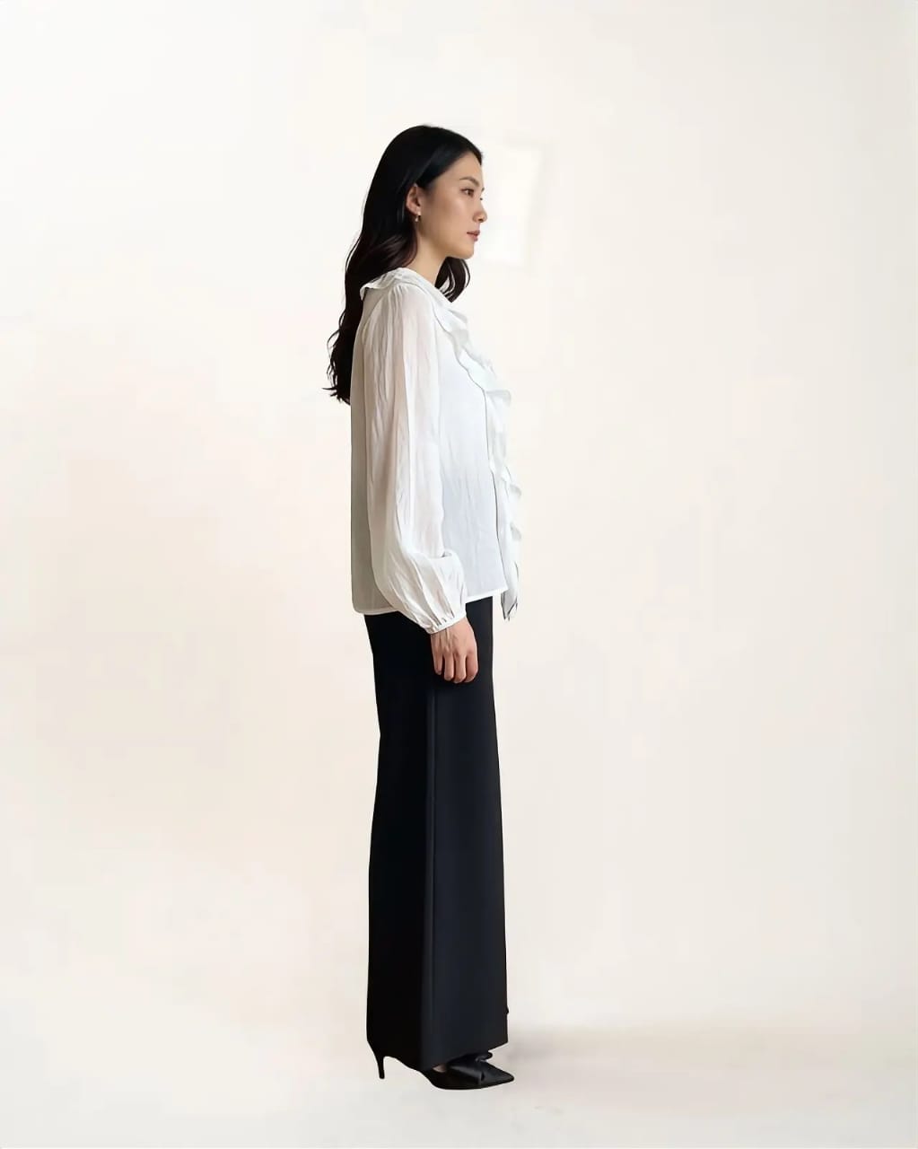 Ruffle Linen Top(White)
