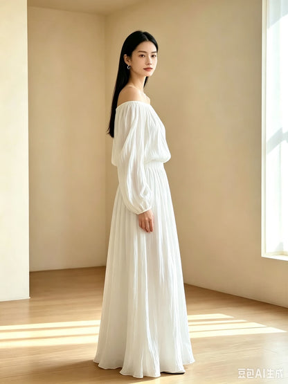 Éloise Linen Maxi Skirt (White)