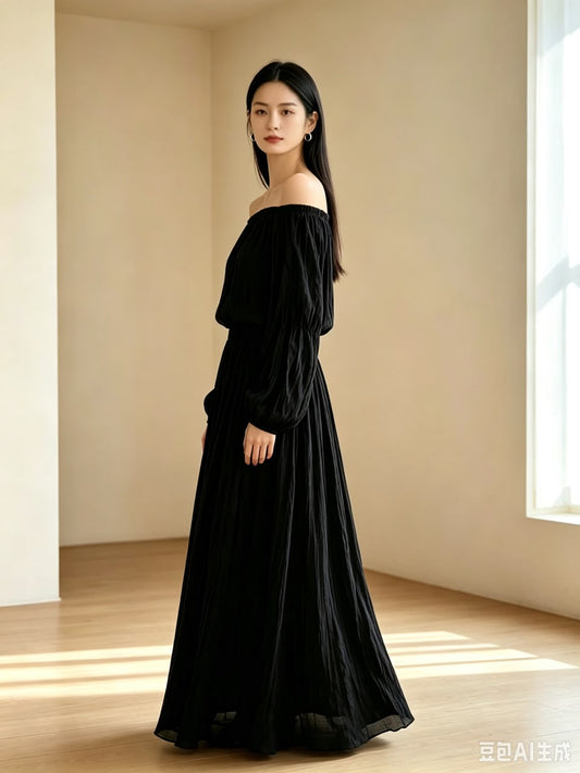 Éloise Linen Maxi Skirt (Black)