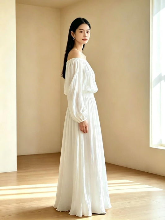 Éloise Linen Maxi Skirt (White)