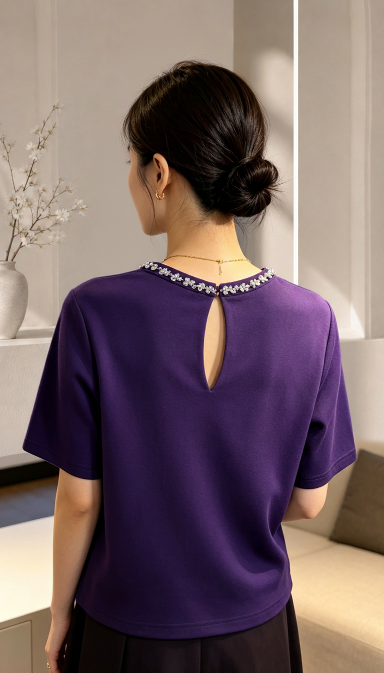 Crystal-Accent Tee (N.Blue)