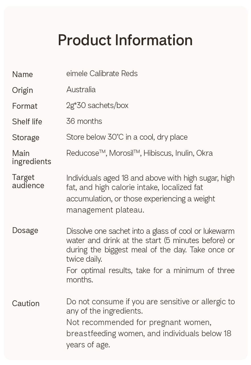 【Member Upgrade】eimele Calibrate Reds*30 sachets*5 packs Free RM30 voucher pack