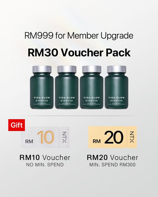 【Member Upgrade】Vida Glow Evenova Capsules 30 Capsules/bottle*4 Free RM30 voucher pack