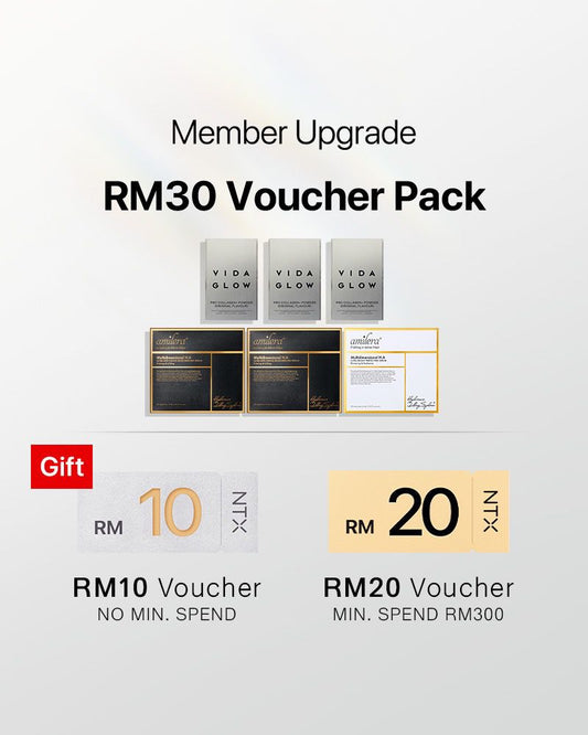 【Member Upgrade】Vida Glow Pro Collagen+*3+ Anti-Aging/Ultra Bright Serum*3 Free RM30 voucher pack