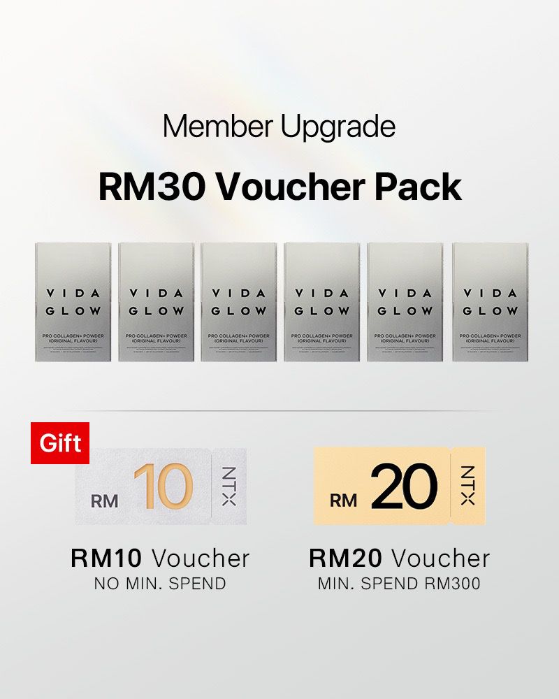 【Member Upgrade】Vida Glow Pro Collagen+*30 sachets/pack*6 Free RM30 Voucher Pack