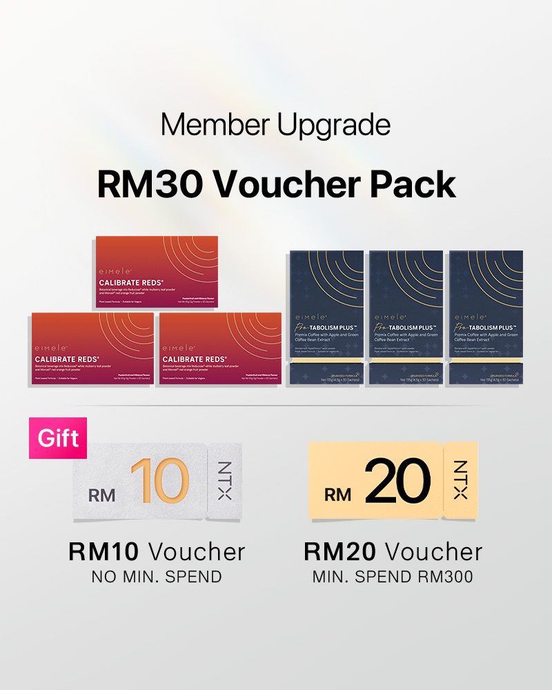【Member Upgrade】eimele Calibrate Reds*3 packs + Coffee Pro*3 packs Free RM30 voucher pack