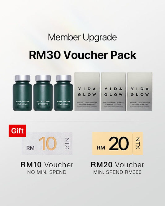 【Member Upgrade】Vida Glow Pro Collagen+*3 + Evenova*3 Free RM30 voucher pack