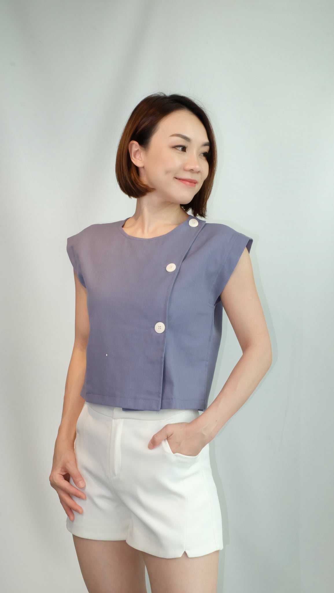 EVELYN TOP [BLUE GREY]